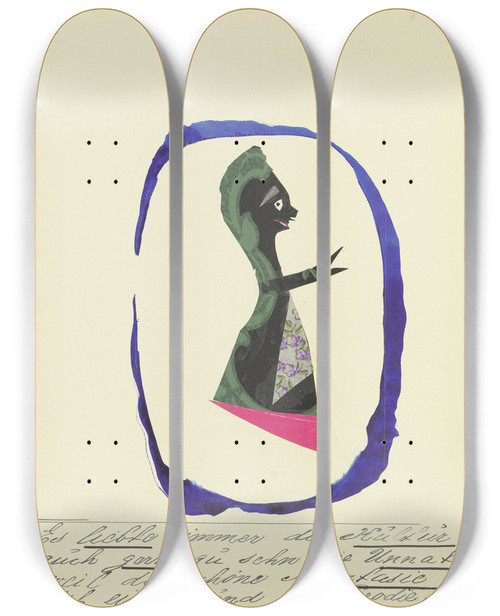 Triptych art skateboard deck of John Elsas Es Liebte Immer Die Kultur by John Elsas (1851-1935)
