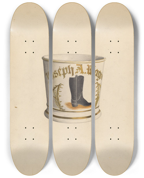 Triptych art skateboard deck of Roberta Spicer Shaving Mug_2 by Roberta Spicer
