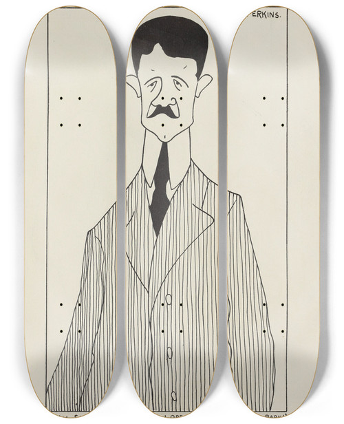 Triptych art skateboard deck of Carlo De Fornaro Mortals Immortals Pl42 by Carlo de Fornaro (1872-1949)