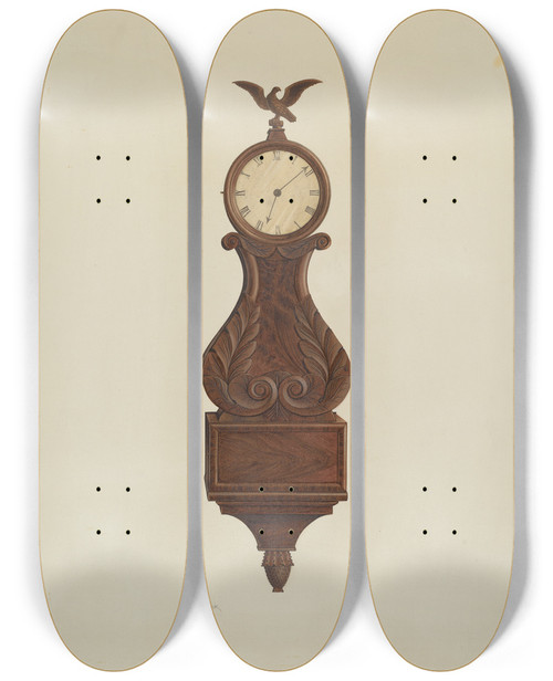 Triptych art skateboard deck of Ernest Busenbark Wall Clock by Ernest Busenbark