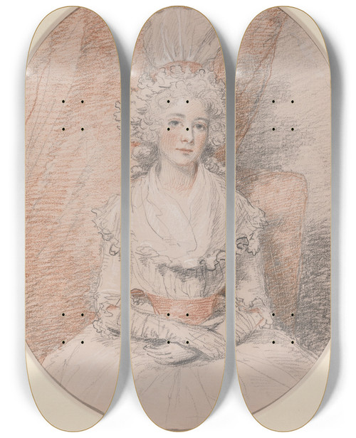Triptych art skateboard deck of John Hoppner Miss Frances Beresford by John Hoppner (1758-1810)