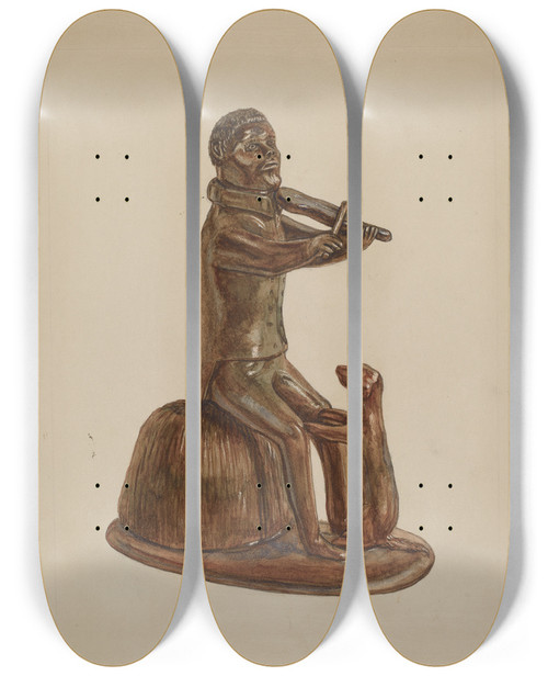 Triptych art skateboard deck of Frank Fumagalli Statuette by Frank Fumagalli (20-)