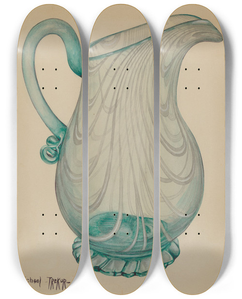 Triptych art skateboard deck of Michael Trekur Pitcher_2 by Michael Trekur