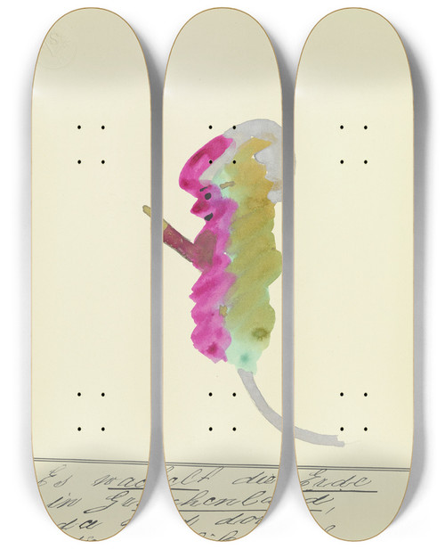 Triptych art skateboard deck of John Elsas Es Wackelt Die Erde In Griechenland by John Elsas (1851-1935)