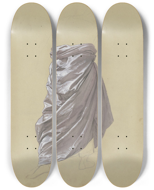 Triptych art skateboard deck of Eduard Von Steinle Rckenansicht Einer Ausschreitenden Gewandfigur by Eduard Von Steinle (1810-1886)