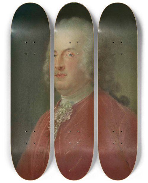 Triptych art skateboard deck of Jeanbaptiste Perronneau Portrait De Jacob Boreel Jansz by Jean-Baptiste Perronneau (1715-1783)
