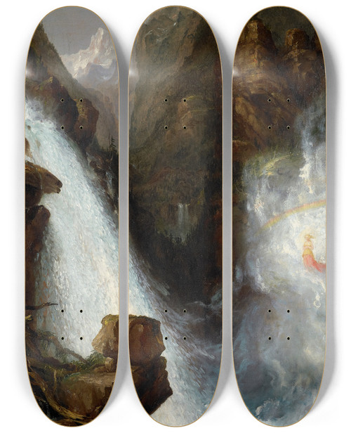 Triptych art skateboard deck of Thomas Cole Scene From Byronsmanfred by Thomas Cole (1801-1848)