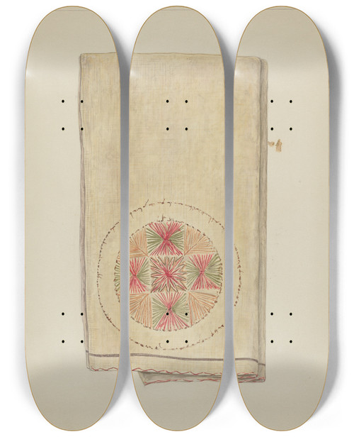Triptych art skateboard deck of Mary Berner Blanket by Mary Berner