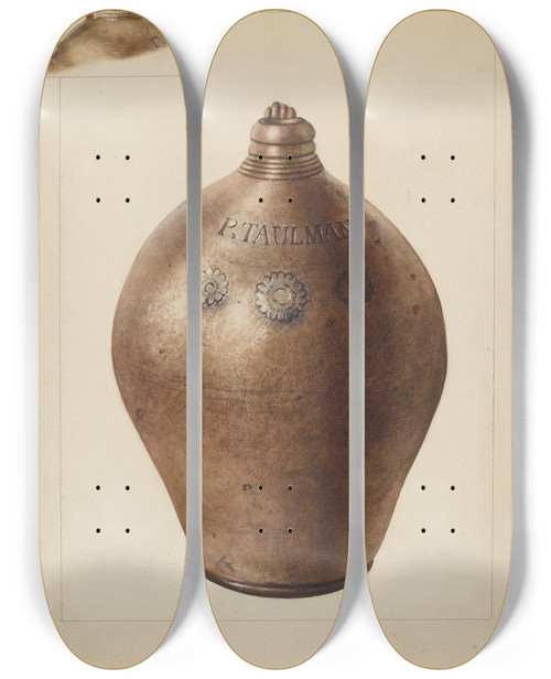 Triptych art skateboard deck of Yolande Delasser Jug_26 by Yolande Delasser (1935)