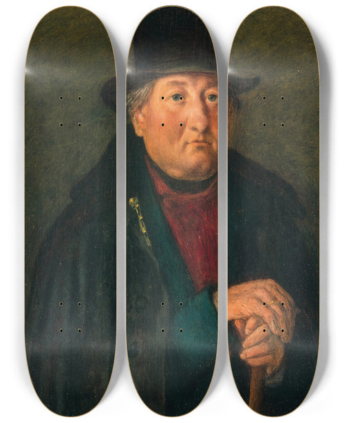 Triptych art skateboard deck of Michael Neder A Peasant From Lower Austria by Michael Neder (1807-1882)