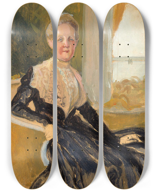 Triptych art skateboard deck of Albert Edelfelt Portrait Of Countess Elisabeth Wachtmaister Compositional Sketch by Albert Edelfelt (1854-1905)
