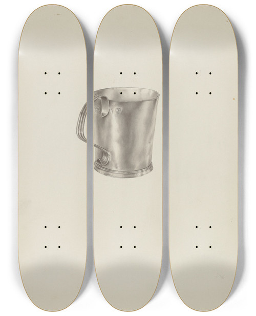 Triptych art skateboard deck of Palmyra Pimentel Silver Mug_2 by Palmyra Pimentel