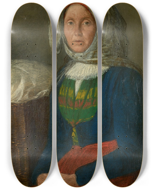 Triptych art skateboard deck of Michael Neder Niedersterreichische Buerin by Michael Neder (1807-1882)
