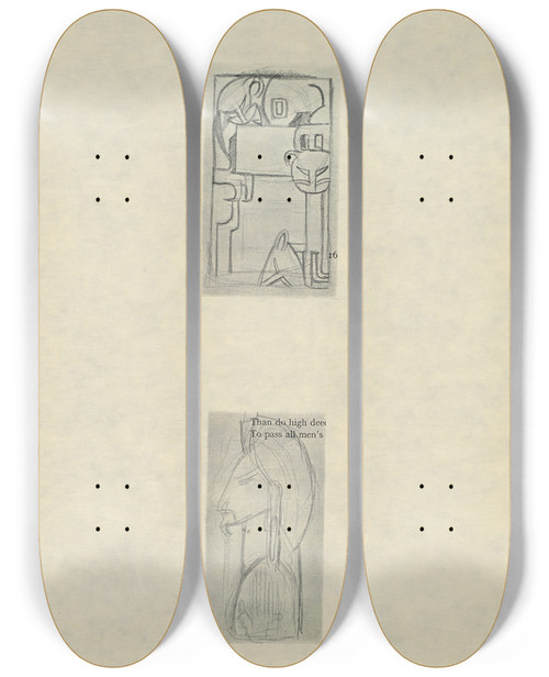 Triptych art skateboard deck of Henri Gaudierbrzeska H Gaudierbrzeska 18911915 Pl01 by Henri Gaudier-Brzeska (1891-1915)
