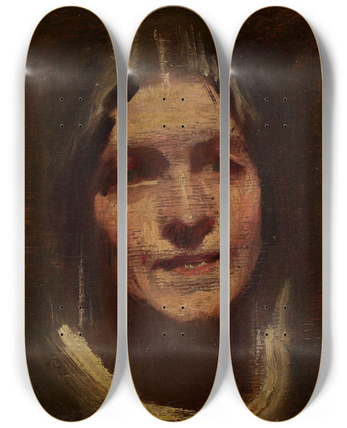 Triptych art skateboard deck of Konrad Krzyanowski Portrait Of Ms Lauter by Konrad Krzyzanowski (1872-1922)