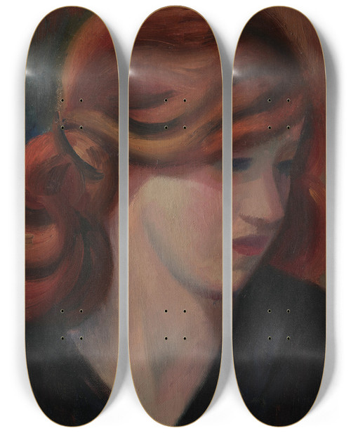 Triptych art skateboard deck of Mark Gertler Portrait Of Jean Kemp by Mark Gertler (1891-1939)