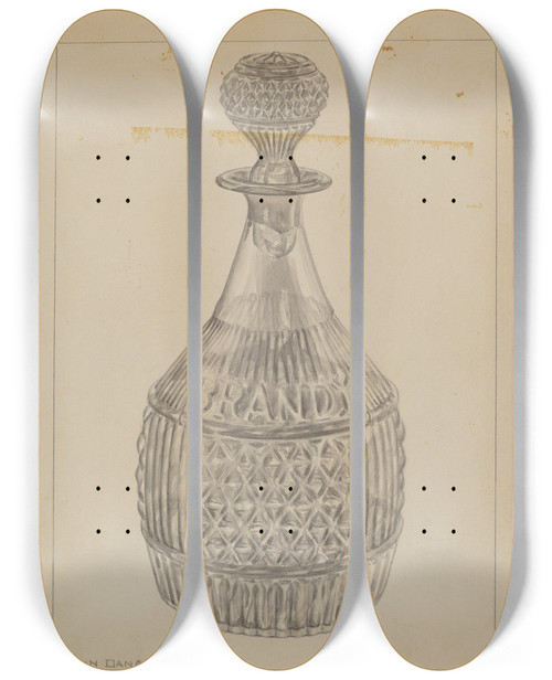 Triptych art skateboard deck of John Dana Decanter_4 by John Dana (1935)