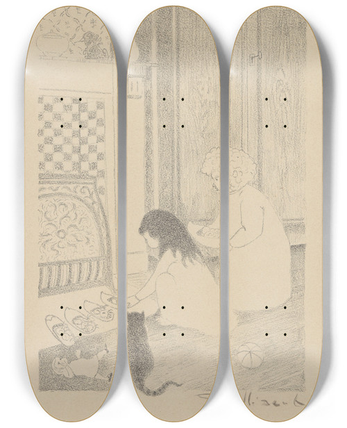 Triptych art skateboard deck of Lon Spilliaert La Veille De Saintnicolas Les Sabots Devant Ltre_3 by Leon Spilliaert (1881-1946)