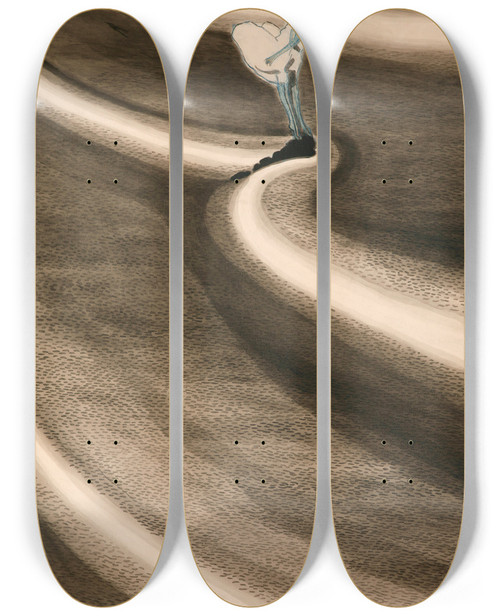 Triptych art skateboard deck of Lon Spilliaert Fillettes Devant La Vague by Leon Spilliaert (1881-1946)