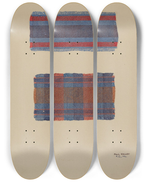 Triptych art skateboard deck of Paul Kelly Textile Samples_2 by Paul Kelly