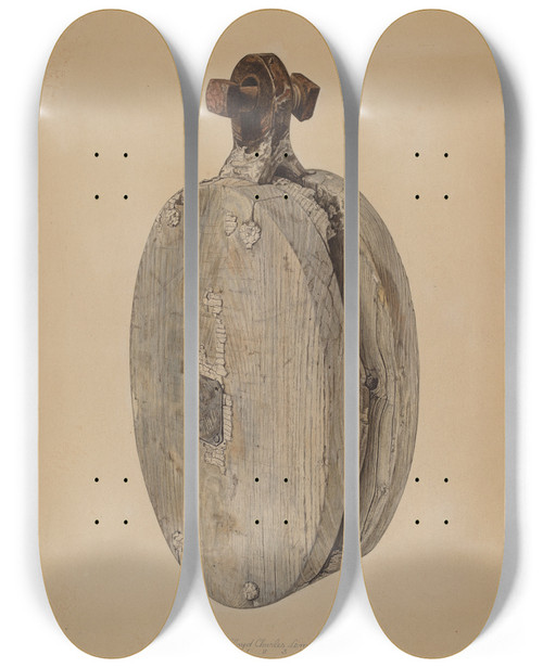 Triptych art skateboard deck of Lloyd Charles Lemcke Halyard Block by Lloyd Charles Lemcke