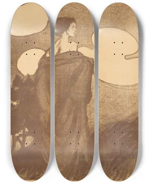 Triptych art skateboard deck of Maxime Dethomas La Victoire by Maxime Dethomas (1867-1929)