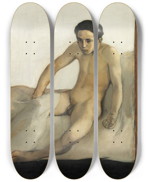 Triptych art skateboard deck of Magnus Enckell The Awakening by Magnus Enckell (1870-1925)