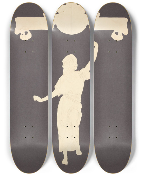 Triptych art skateboard deck of Maxfield Parrish Venetian Lamplighter Preliminary Drawings For Edison Mazda Calendar by Maxfield Parrish (1870-1966)