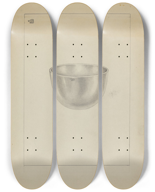 Triptych art skateboard deck of Michael Fenga Silver Bowl_1 by Michael Fenga (20-)