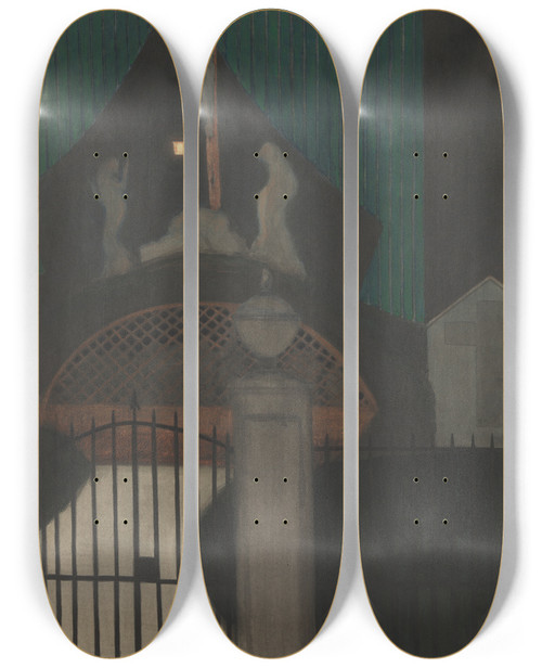 Triptych art skateboard deck of Lon Spilliaert Calvarie En Vagevuur Te Oostende by Leon Spilliaert (1881-1946)