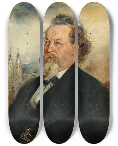 Triptych art skateboard deck of Anton Romako Portrt Bcher Wilhelm by Anton Romako (1832-1889)