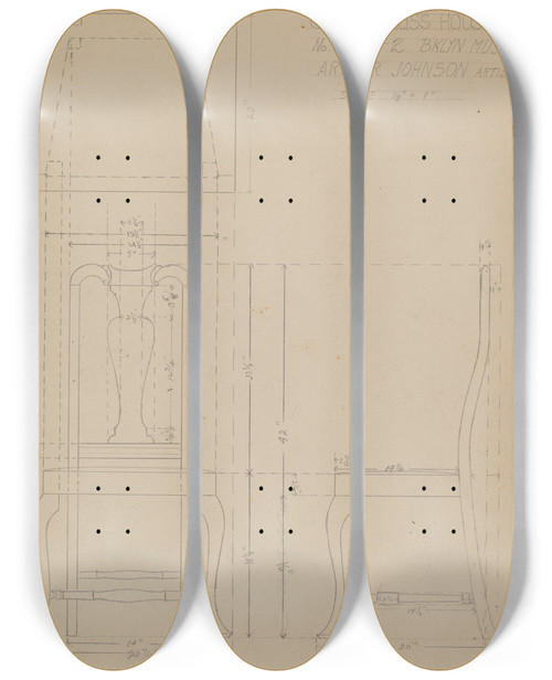 Triptych art skateboard deck of Arthur Johnson Side Chair_4 by Arthur Johnson