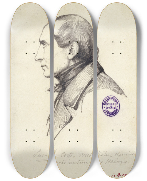 Triptych art skateboard deck of Antoinefranois Callet Portrait De Pascal Coste Architecte 17871879 by Antoine-Franois Callet (1741-1823)