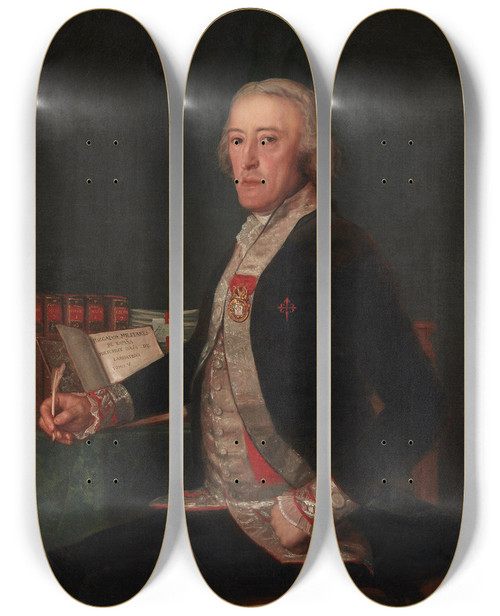 Triptych art skateboard deck of Francisco De Goya Portrait Of Flix Coln De Larritegui by Francisco de Goya (1746-1828)