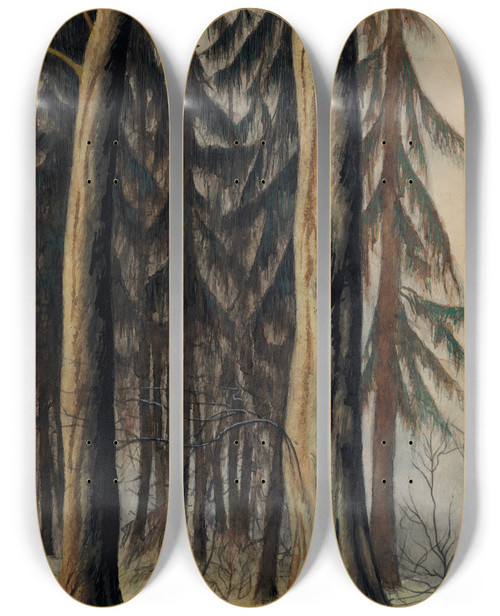 Triptych art skateboard deck of Lon Spilliaert Fort De Sapins by Leon Spilliaert (1881-1946)