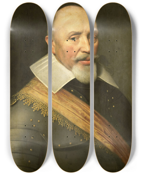 Triptych art skateboard deck of Jan Anthonisz Van Ravesteyn Portrait Of An Officer_2 by Jan Anthonisz Van Ravesteyn (1570-1657)