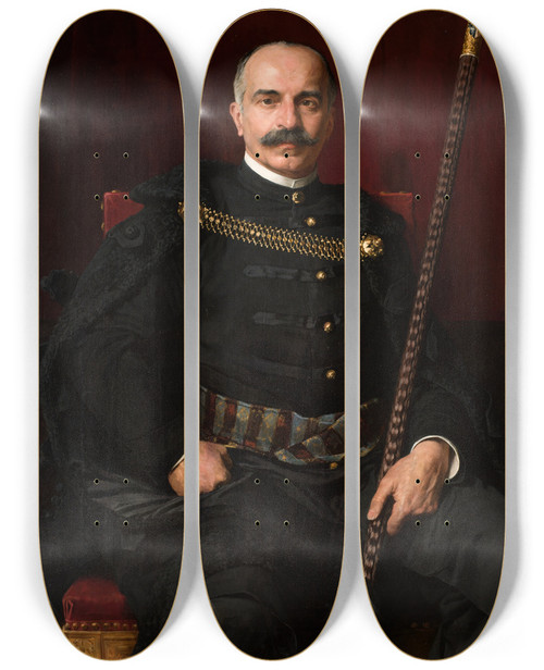 Triptych art skateboard deck of Kazimierz Pochwalski Portrait Of Eustachy Sanguszko by Kazimierz Pochwalski (1855-1940)