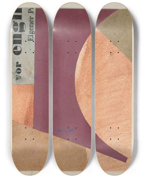 Triptych art skateboard deck of Kurt Schwitters Ohne Titel Vor Engli Eigener P_2 by Kurt Schwitters (1887-1948)