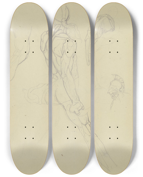 Triptych art skateboard deck of Eugen Eduard Schffer Ajax Aus Peter Von Cornelius Zerstrung Von Troja by Eugen Eduard Schaffer (1802-1871)