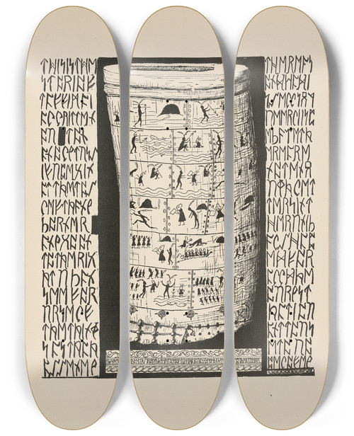 Triptych art skateboard deck of Rudyard Kipling Taffimai Metallumai Carved On An Old Tusk by Rudyard Kipling (1865-1936)