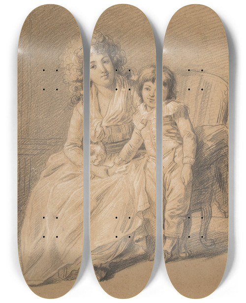 Triptych art skateboard deck of Franoisandr Vincent Portrait Of A Mother And Child by Franois-Andr Vincent (1746-1816)