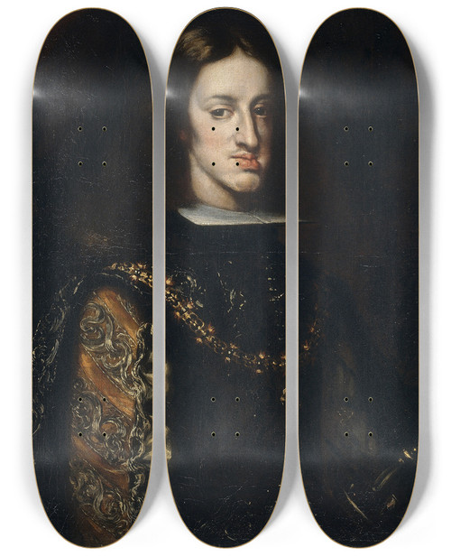 Triptych art skateboard deck of Claudio Coello Charles Ii by Claudio Coello (1642-1693)