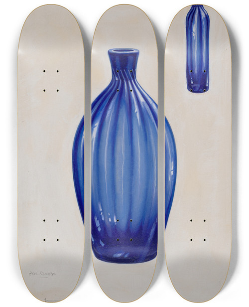 Triptych art skateboard deck of Charles Caseau Flask_4 by Charles Caseau (1880)