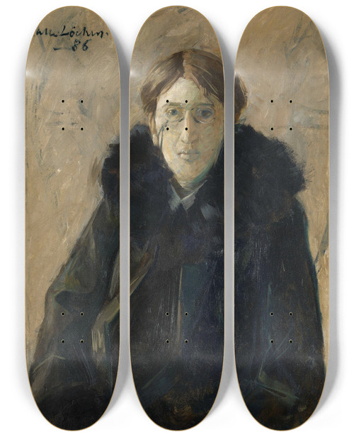 Triptych art skateboard deck of Kalle Lchen Portrait Of The Actor B K by Kalle Lochen (1865-1893)