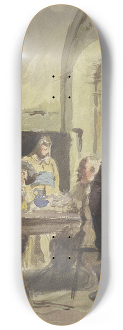 Eugen Klimsch - Drei Kriegsleute aus der Zeit des Dreiigjhrigen Krieges in einem Gemach, dabei eine Frau 8.25 inch art skate deck