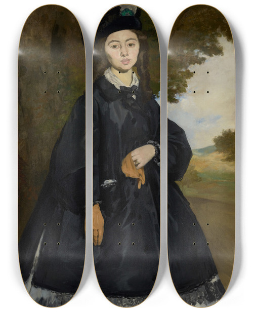 Triptych art skateboard deck of Douard Manet Portrait Of Madame Brunet by douard Manet (1832-1883)