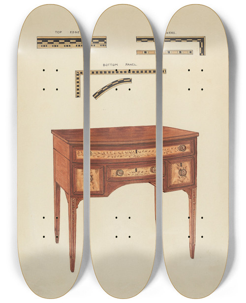 Triptych art skateboard deck of Lorenz Rothkranz Dressing Table by Lorenz Rothkranz