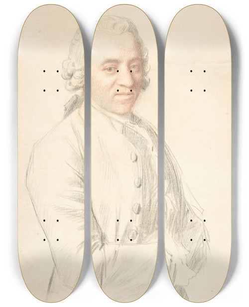 Triptych art skateboard deck of Jeanetienne Liotard Portrait Of Marc Liotardsarasin by Jean-Etienne Liotard (1702-1789)