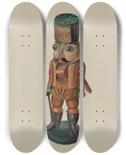 Triptych art skateboard deck of Mina Lowry Nutcracker by Mina Lowry (1894-1942)