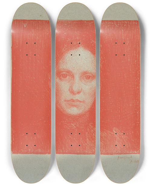 Triptych art skateboard deck of Jan Veth Portret Van Jacoba Des Amorie Van Der Hoeven by Jan Veth (1864-1925)